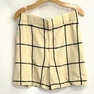 Chloe‎ Shorts Plaid Silk Blend Tweed Cream Navy